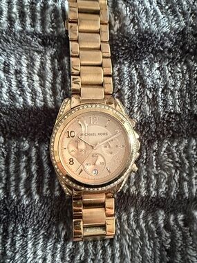 Michael Kors Rose Gold Crystal Accent Women's Chronograph Bracelet Watch